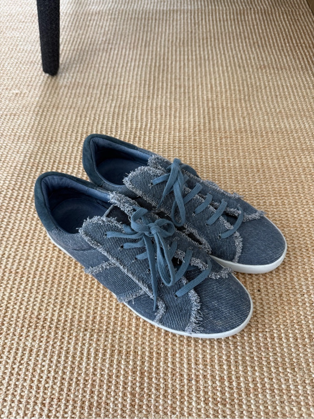 JOIE Dark-Blue Frayed Denim DAKOTA Sneakers Shoes Sz37.5